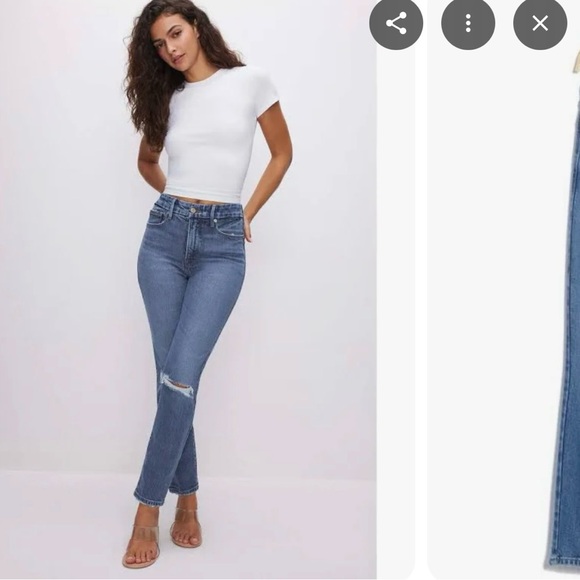 Good American good classic ripped straight leg jeans - Picture 2 of 8